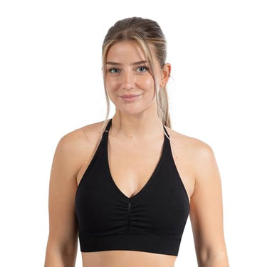 SMILODOX Sport BH Damen - Silvia Scrunch Push Up BH, Shaped Fit, Blickdicht, herausnehmbare Cups, verstellbare Träger Bustier, Yoga, Fitness & Training im Sale